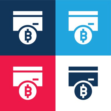 Bitcoin mavi ve kırmızı dört renk minimal simge kümesi