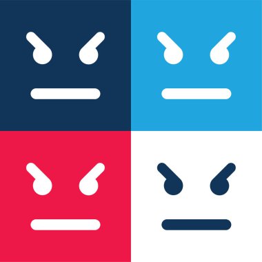 Öfkeli Duygu Meydanı Yüzü Mavi ve Kırmızı Minimum Renk Simgesi