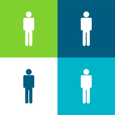 Temel Silüet Düz Düz 4 renk simgesi seti