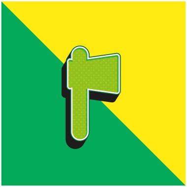Battle Axe Green ve sarı 3D vektör simgesi logosu