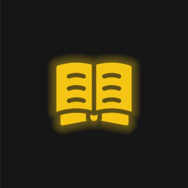 Book yellow glowing neon icon clipart