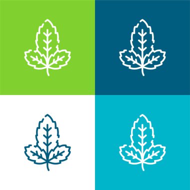 Basil Flat four color minimal icon set clipart