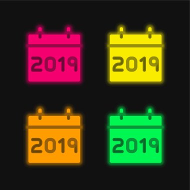 2019 dört renk parlayan neon vektör simgesi