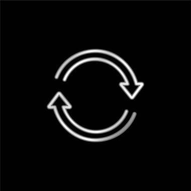 Saat Yönünde Uç İnce Çember Oklar Saat Yönünde Gümüş kaplama metalik simge