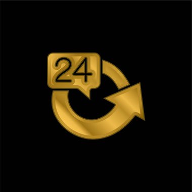 24 Saat Altın Kaplama Metal Simge veya logo Vektörü