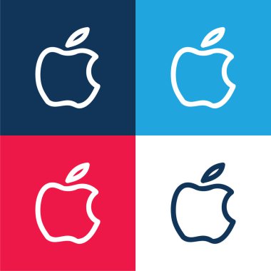 Apple Brand Hand Logo Ana Hattı Mavi ve kırmızı dört renk minimal simgesi