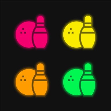 Bowling dört renk parlayan neon vektör simgesi