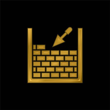 Brickwork gold plated metalic icon or logo vector clipart
