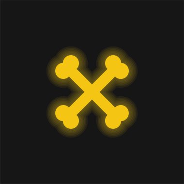 Kemiklerin kesiştiği sarı parlak neon simgesi