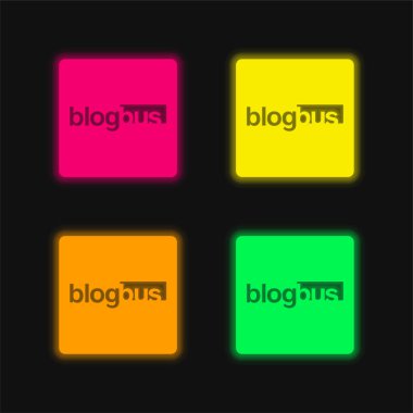 Blogbus Logosu dört renk parlayan neon vektör simgesi