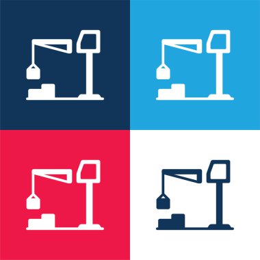 Big Derrick With Boxes blue and red four color minimal icon set clipart