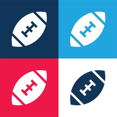 Amerikan Futbolu mavi ve kırmızı dört renk minimal simgesi