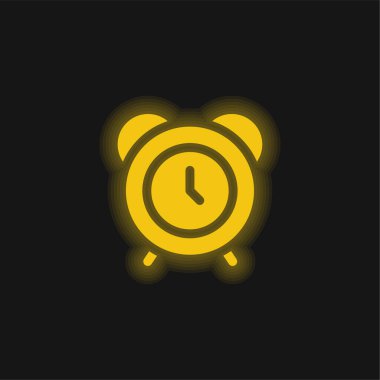 Alarm Saati sarı parlayan neon simgesi