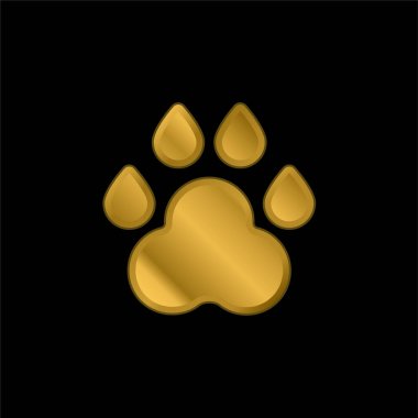 Animal Track gold plated metalic icon or logo vector clipart
