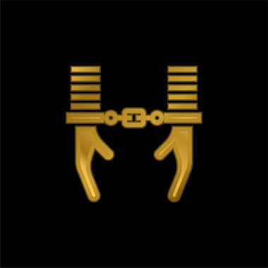 Altın kaplama metalik simge veya logo vektörünü tutukla