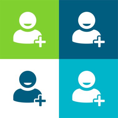 Kullanıcı Sembolü Düz Düz 4 renk simgesi seti ekle