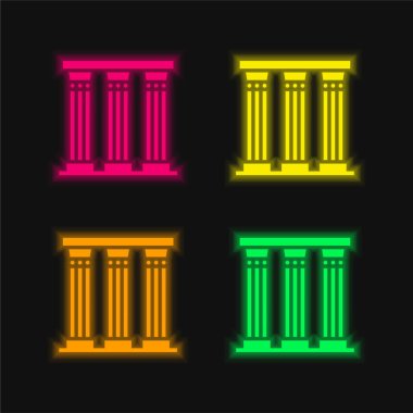 Ancient Pillar four color glowing neon vector icon clipart