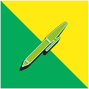 Ballpoint Pen Green and yellow modern 3d vector icon logo clipart