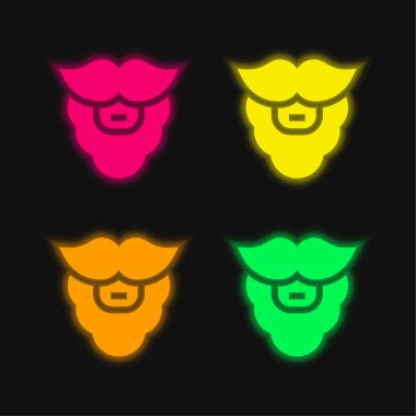 Beard four color glowing neon vector icon clipart