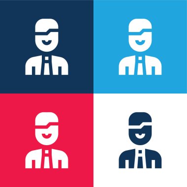 Muhasebe mavi ve kırmızı dört renk en düşük simge kümesi