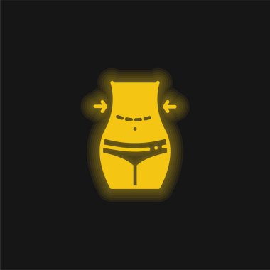 Abdominoplasty yellow glowing neon icon clipart