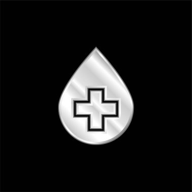 Kan damlası gümüş kaplama metalik simge