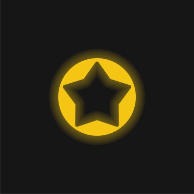 Büyük Yıldız Düğmesi Sarı parlak neon simgesi