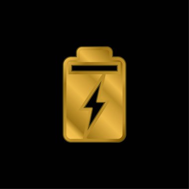 Pil altın kaplamalı metalik simge veya logo vektörü