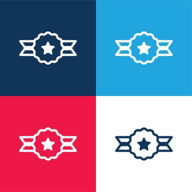 Rozet mavi ve kırmızı dört renk minimal simge kümesi