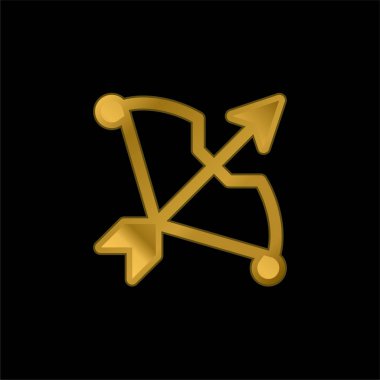 Okçuluk altın kaplama metalik simge veya logo vektörü