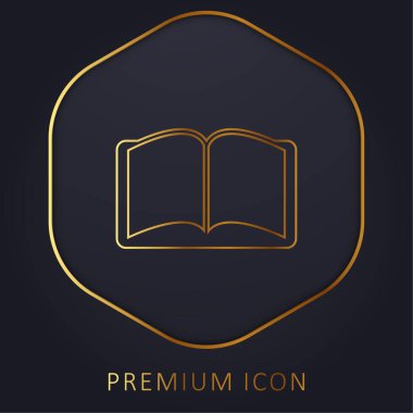 Kitap Açılmış Simetrik Şekil Altın Çizgi prim logosu veya simgesi