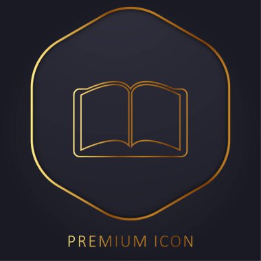 Book Opened Symmetrical Shape golden line premium logo or icon clipart