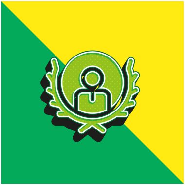 Ödül Yeşil ve Sarı Modern 3D vektör simgesi logosu