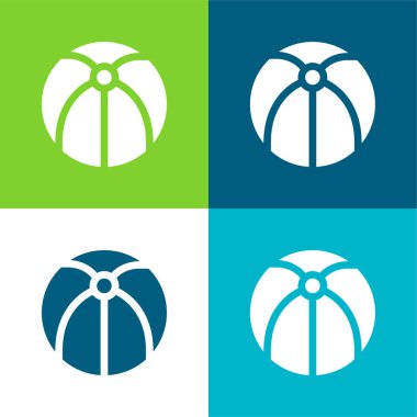 Plaj Topu Düz 4 renk minimal simge seti