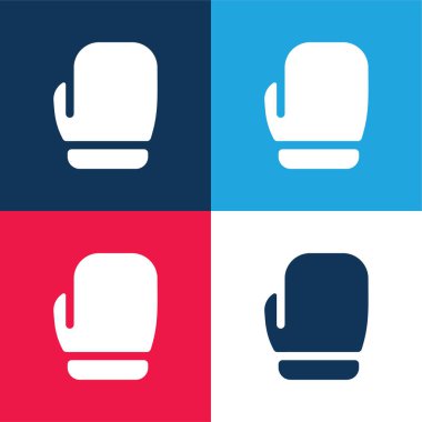Boks eldivenleri mavi ve kırmızı dört renk minimal simgesi seti