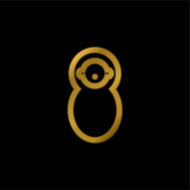 Altın kaplamalı metal simge ya da logo vektörüne sarılı bebek