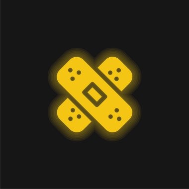 Yara bandı sarı parlak neon simgesi