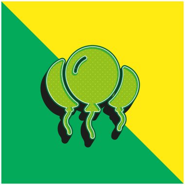 Balon Yeşil ve Sarı Modern 3D vektör simgesi logosu