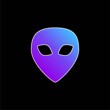 Alien Black Head Shape blue gradient vector icon clipart