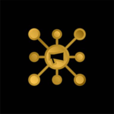 Altın kaplama metalik simge veya logo vektörü reklamı