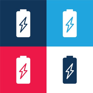 Pil mavi ve kırmızı dört renk minimal simge kümesi