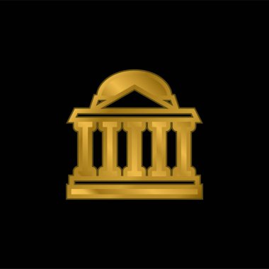 Banka altın kaplamalı metalik simge veya logo vektörü