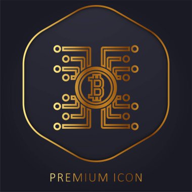 Bitcoin altın çizgisi prim logosu veya simgesi