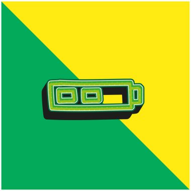 Batarya İki Üçte Durum El Taslak Yeşil ve Sarı Modern 3d vektör simgesi
