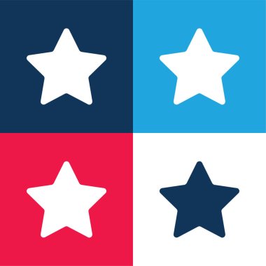 Bookmark Star blue and red four color minimal icon set clipart