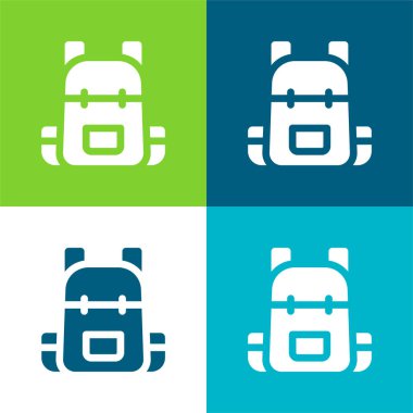 Sırt çantası Düz 4 renk minimal simgesi seti