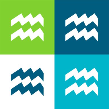 Kova Astrolojik İşaret Düz Dört Renk Simgesi