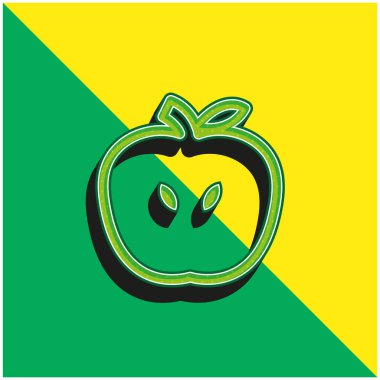 Apple Fruit Green ve sarı 3d vektör simgesi logosu