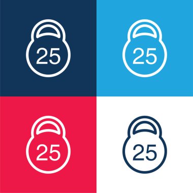 25 Kilos Weight blue and red four color minimal icon set clipart