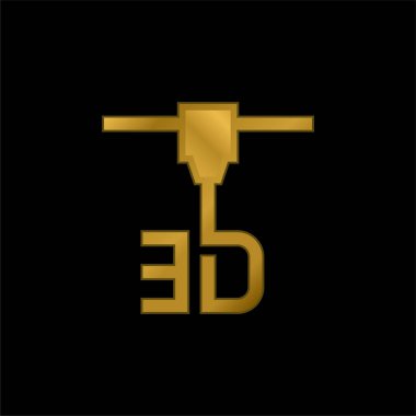 3d yazıcı altın kaplama metalik simge veya logo vektörü
